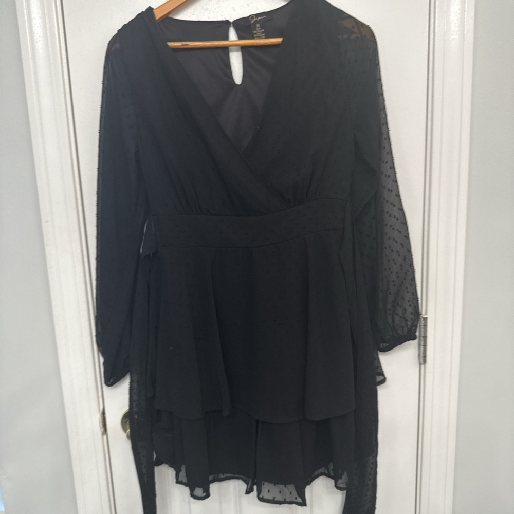 Elegant Black Sheer Sleeve Dress